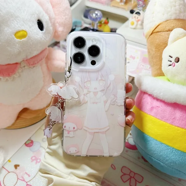 扮鬼脸小欣咪imd双层大孔原创亮面可爱卡通动漫少女适用手机壳