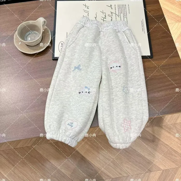 【鹿小冉】冬款女童加厚绒卫裤儿童秋冬百搭休闲裤深秋穿搭6043