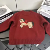 【小巷子6】冬季儿童毛衣男童女童针织衫2026新款亲子款小马刺绣
