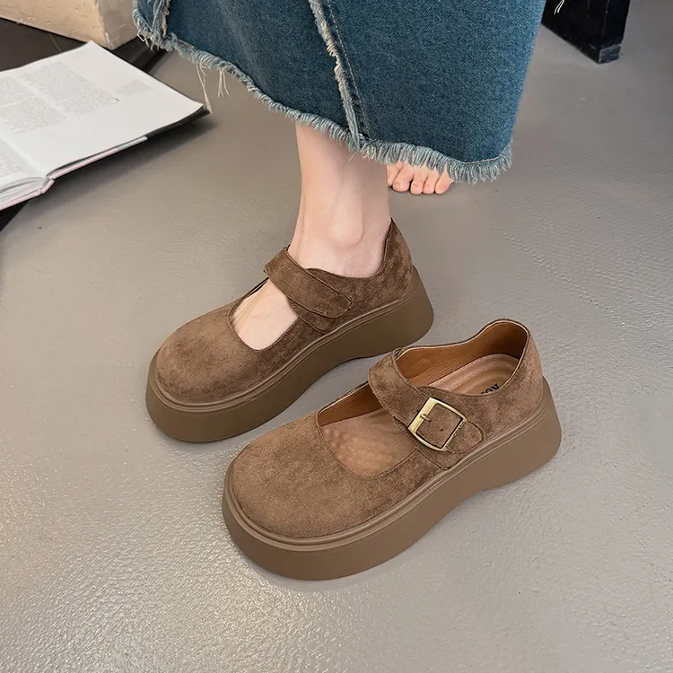 厚底玛丽珍鞋女春季2025新款浅口勃肯鞋配裙子小皮鞋博肯法式单鞋