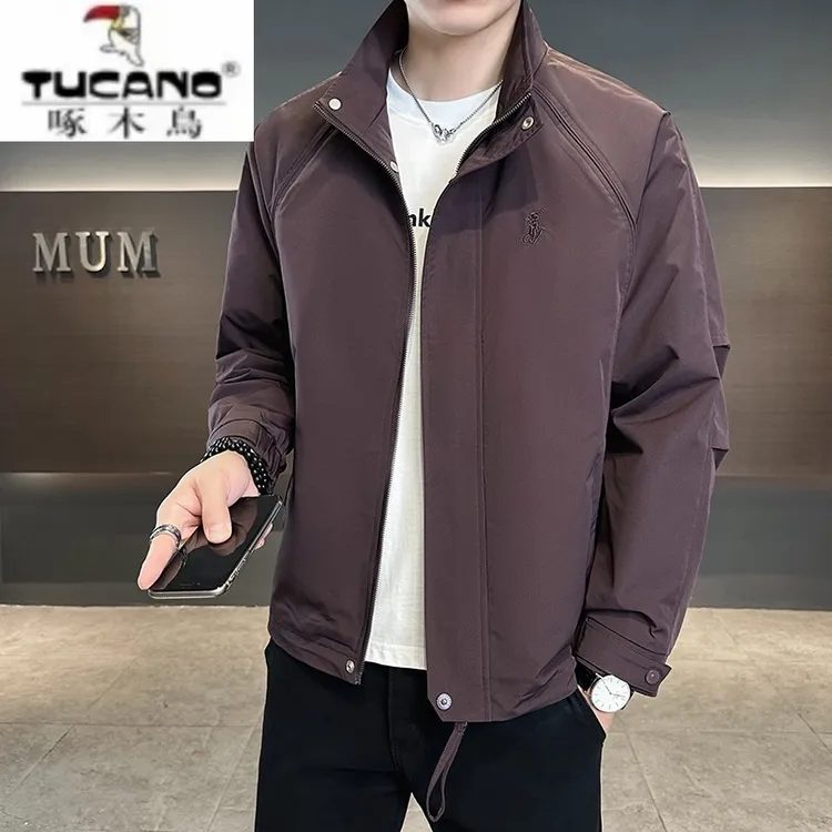 啄木鸟外套男士春秋季宽松立领上衣新款潮流休闲百搭防风夹克男装