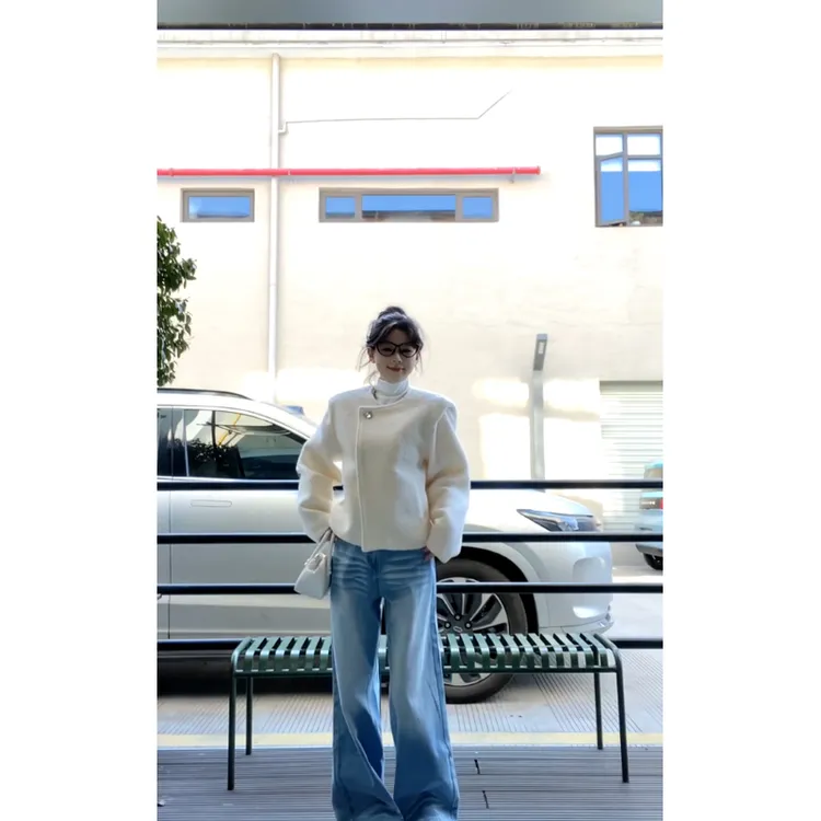 简约时尚通勤百搭长袖短外套内搭修身显瘦百搭上衣垂感休闲牛仔裤