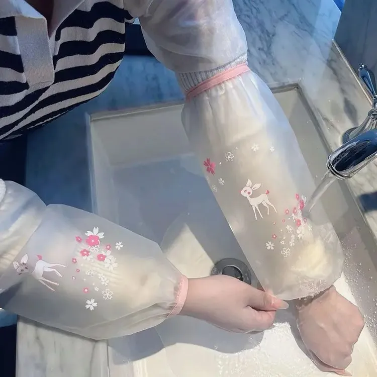 韩版长款套袖厨房护袖学生工作防污成人手袖秋冬季透明防水袖套女
