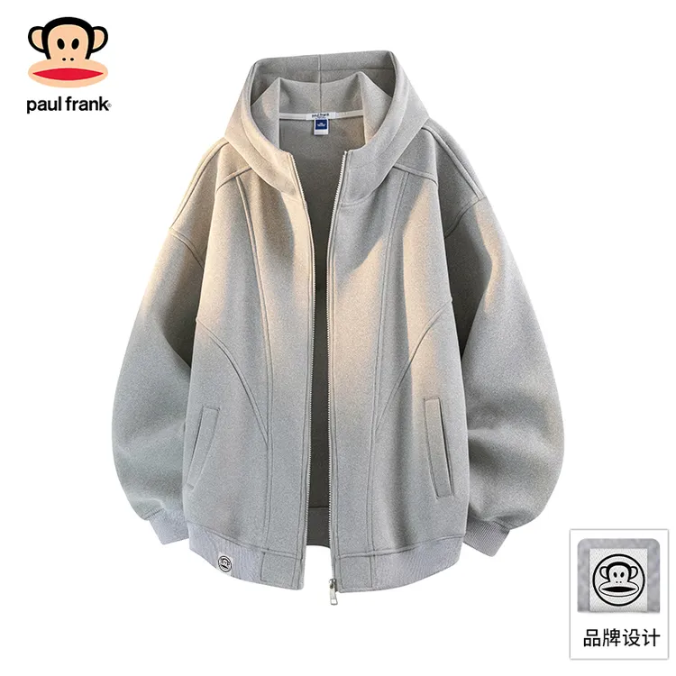 PaulFrank/大嘴猴美式重磅连帽卫衣夹克男士2025秋季休闲宽松外套