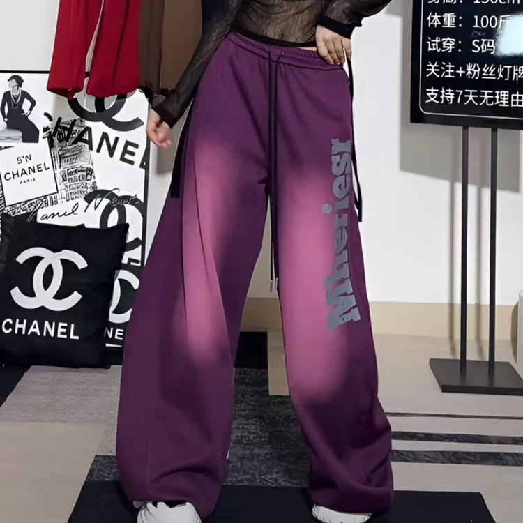 BB新品时尚潮流百达字母阔腿裤2557