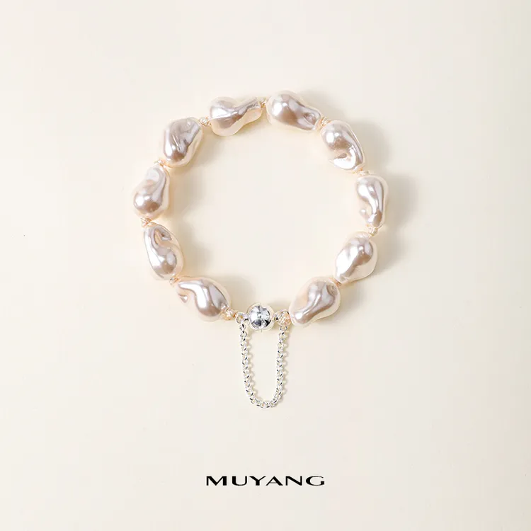 muyang/慕阳 铜合金仿珍珠手链 手工气质时尚个性小众流光手链