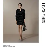 【可可专属】翎禾LINGHE-「点云曲」长袖圆领针织开衫法式