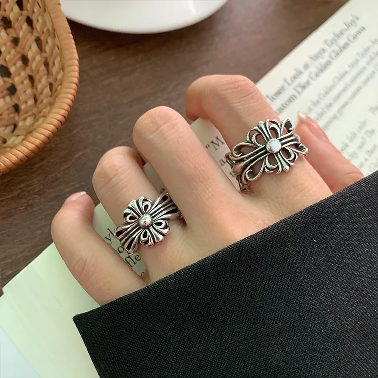 足银亚克力戒指岚芷 925戒指个性朋克夸张设计感饰品嘻哈开口戒指