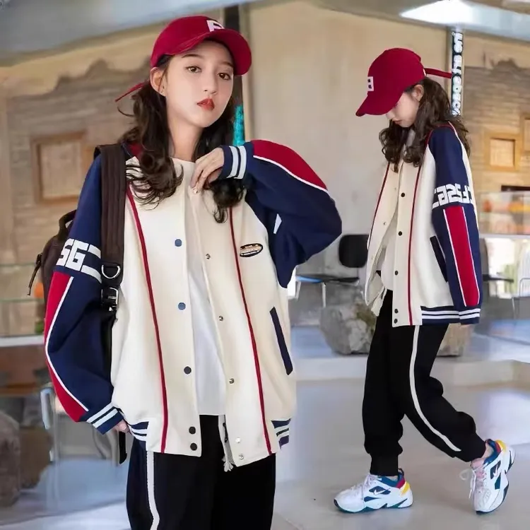 女童独特个性棒球服外套春游出行衣服青少年高品质洋气女孩童装酷