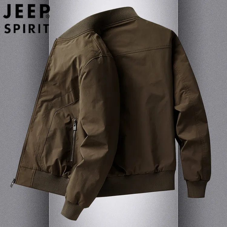 JEEP SPIRIT美式休闲棒球领男士春秋飞行夹克百搭宽松纯色外套潮