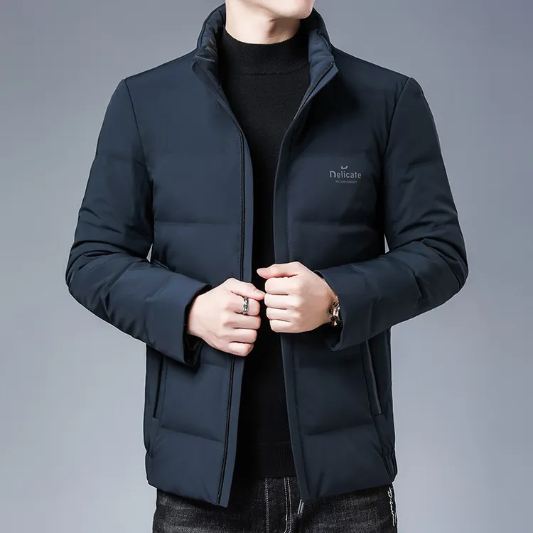 中年男士羽绒服冬季时尚立领白鸭绒保暖休闲外套爸爸防寒超厚潮流