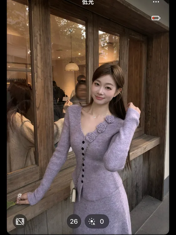 EIA一尧【明天也想见到你】气质温柔钩花毛织上衣+半裙显瘦慵懒套装