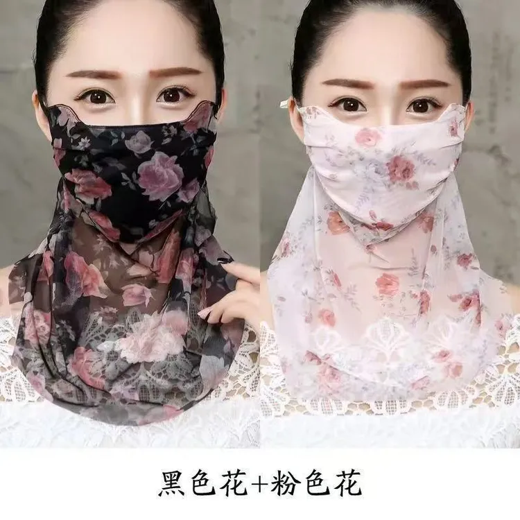 25护脖防晒口罩透气成人口罩一体防晒冰丝面纱夏季防紫外线全防护