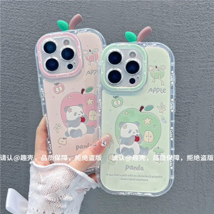 苹果熊猫适用苹果16羽纱手机壳新款华为个性vivo卡通小米15OPPO