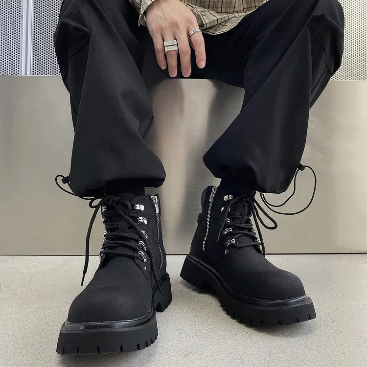 9282新款英伦风增高系带百搭工装风增高男靴马丁靴韩版秋季靴子