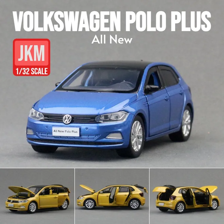 JKM玩具合金汽车模型1:32大众POLO波罗PLUS轿车声光六开门转向