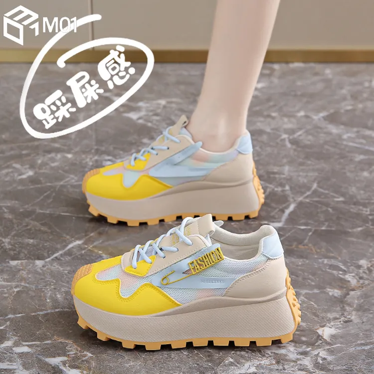 M01多巴胺老爹鞋女款2025新款夏季厚底透气松糕运动鞋设计感女鞋