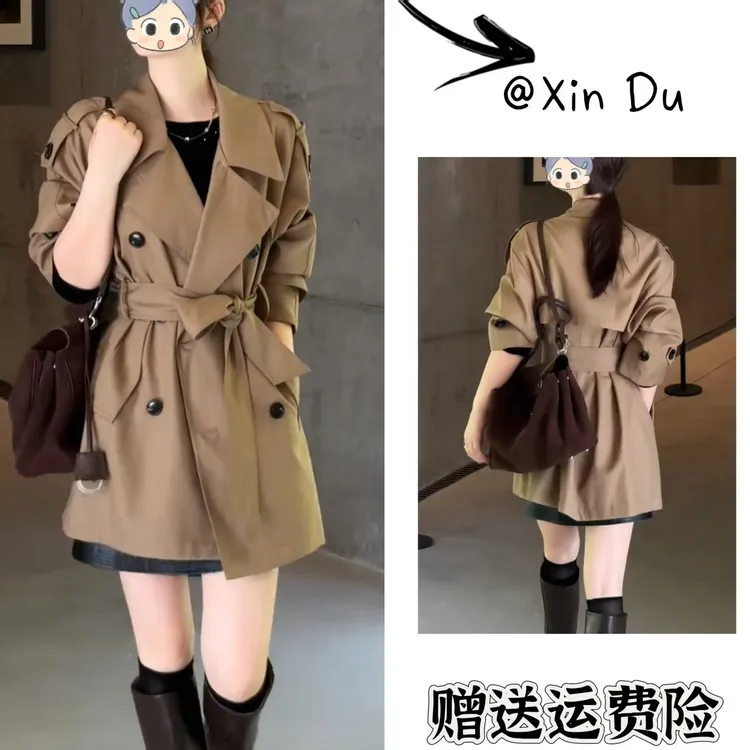 2025秋季新款时尚显瘦气质女士网红洋气风衣百搭款D22740