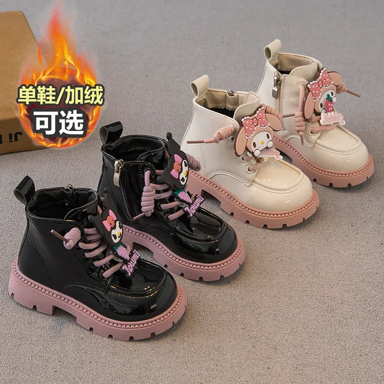 阿童木鞋子童鞋女童马丁靴秋冬新款12岁儿童软底加绒女孩公主皮靴