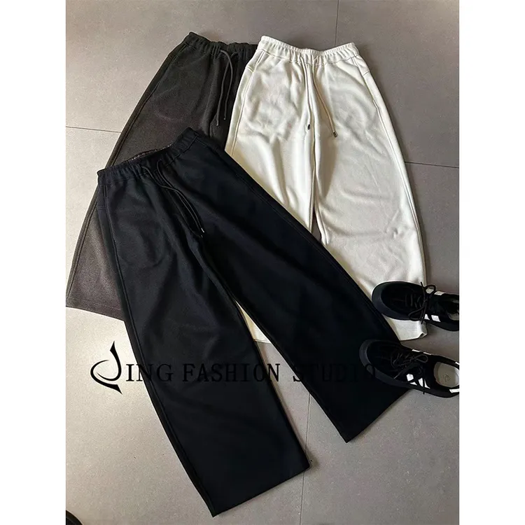 JING2025冬季新款118抽绳高腰直筒裤宽松百搭休闲长裤保暖女裤