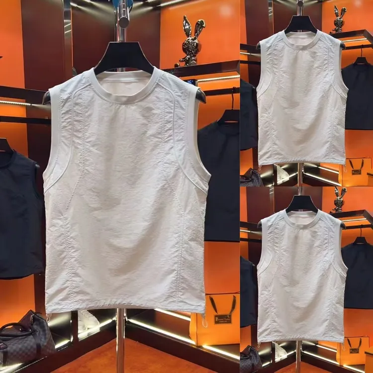 夏季休闲背心男款速干无袖男t恤新品潮流小众设计百搭纯色简约款