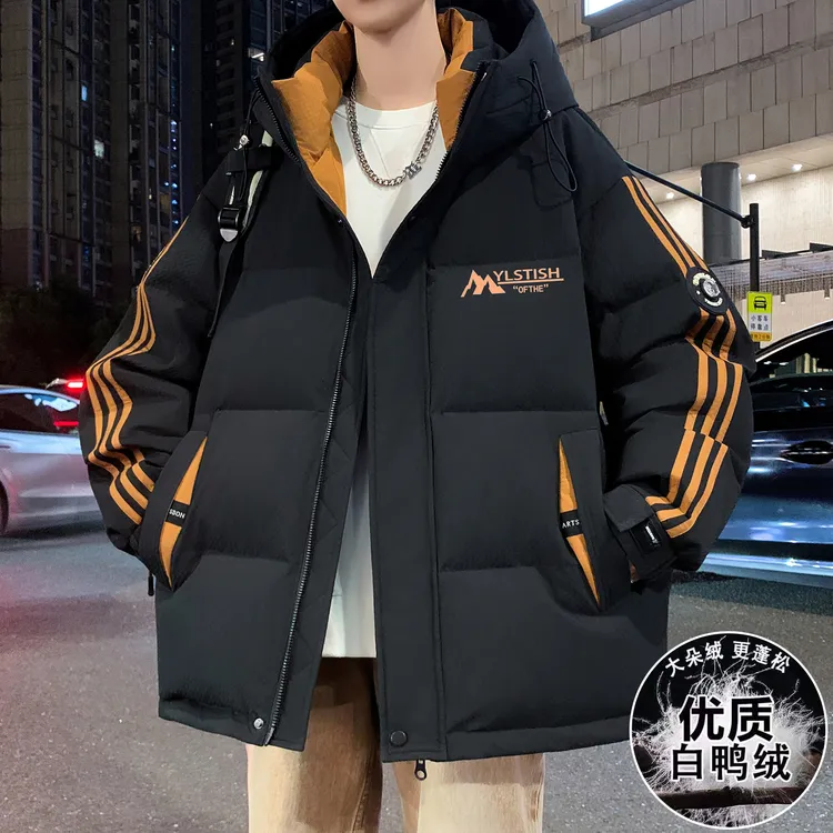 冬季新款青少年男潮流时尚连帽白鸭绒羽绒服学生休闲百搭保暖外套