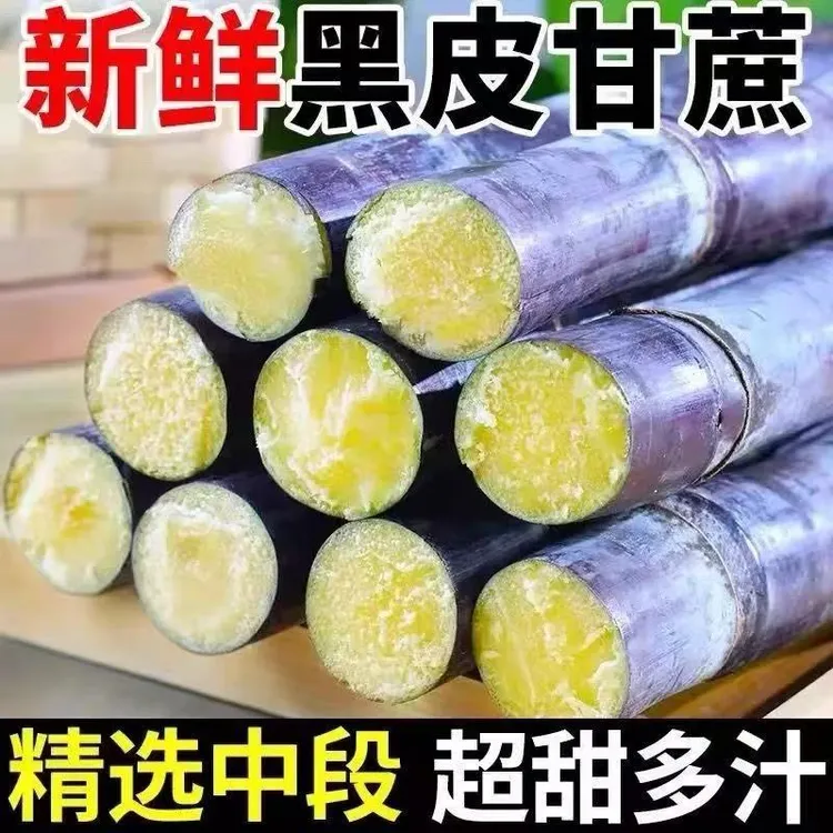 广西黑皮甘蔗5斤9斤应季水果新鲜包邮现砍现发水果甘蔗鲜甘蔗