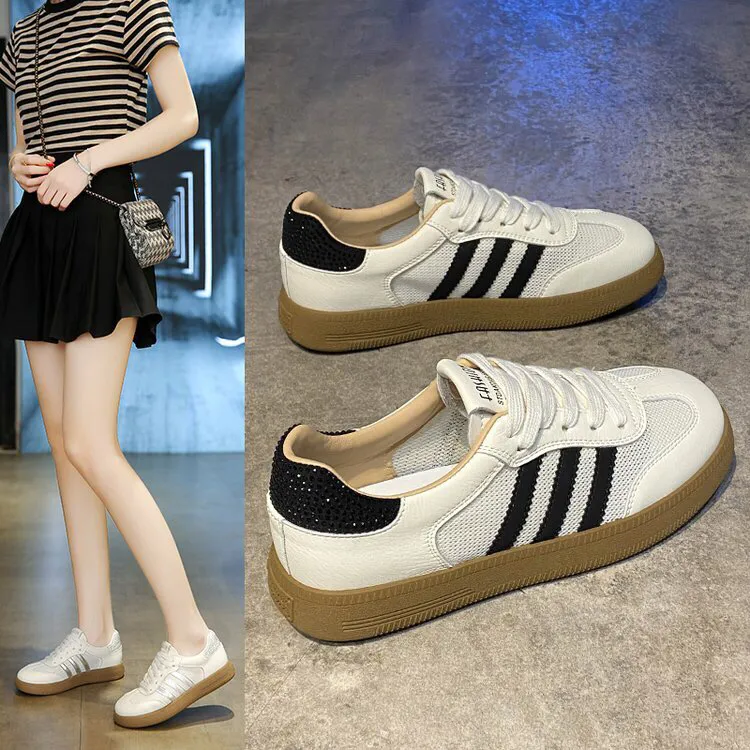 2025新款夏季网面透气全皮德训鞋百搭休软底鞋子韩版平底