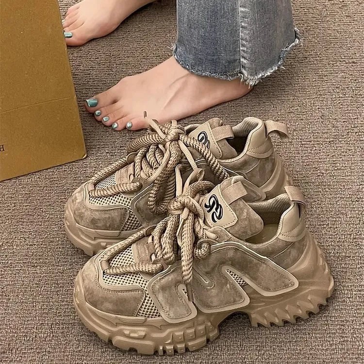 欧洲站复古炸街老爹鞋女2款025春季新款小个子厚底增高休闲运动鞋