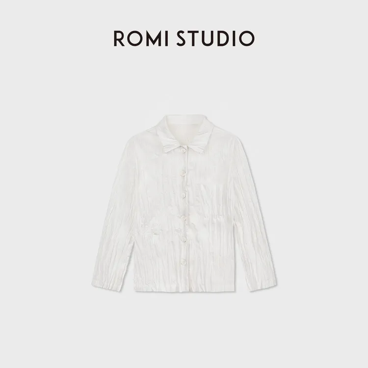 ROMI STUDIO“压褶衬衫”高支匹马棉利落小翻领衬衫 RWCSSG7295