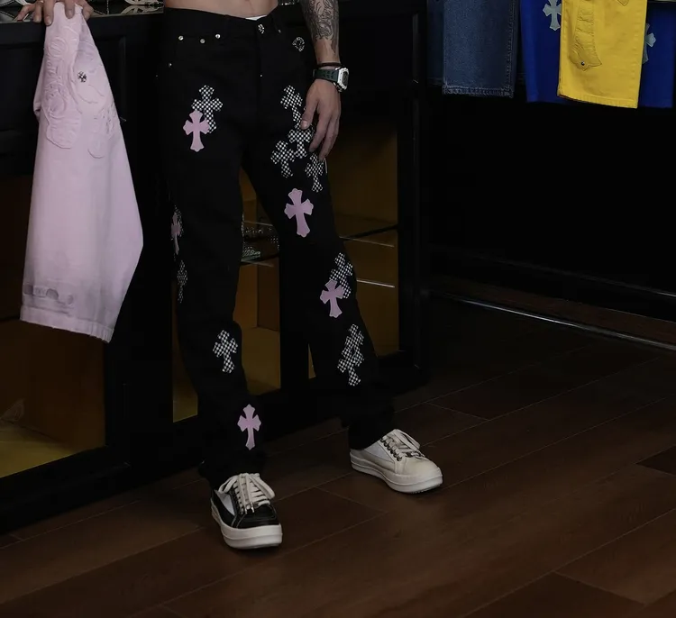 【壹楠】克家十字标.时尚直美式高街直筒牛仔裤KLX-NZK66316