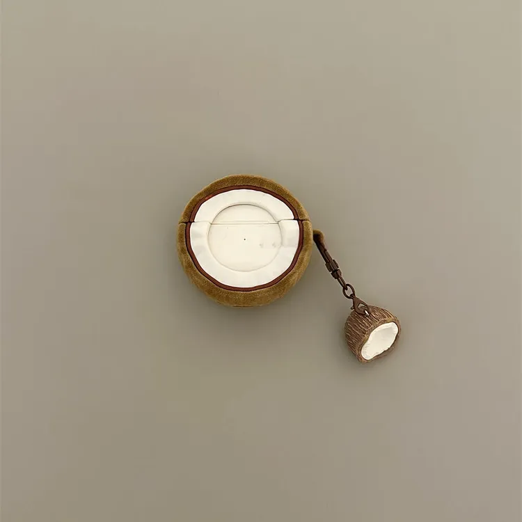 可爱植绒椰子挂件手链适用苹果AirPods4耳机套pro二代壳3立体2女