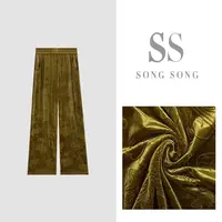 SONG-原创【藤花蔓】秋冬新中式丝绒精致提花松紧腰长裤