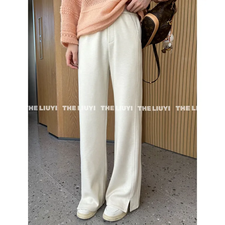 【LIUYI】糯米裤~秋冬百搭开衩窄版直筒休闲裤58262