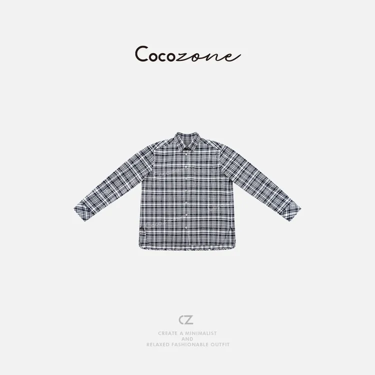 COCO ZONE 刘一一 新款撞色格子百搭休闲女式衬衫CD1A0231
