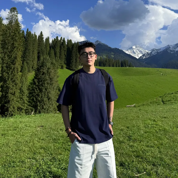 SANBAI 叁佰【巨显白】夏季男全棉纯色基础logo印花短袖T恤