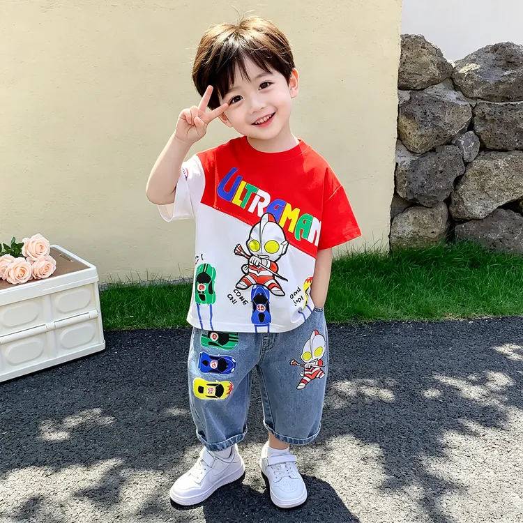 奥特曼儿童衣服2026新款男童套装小男孩夏季时髦短袖宝宝痞帅夏装