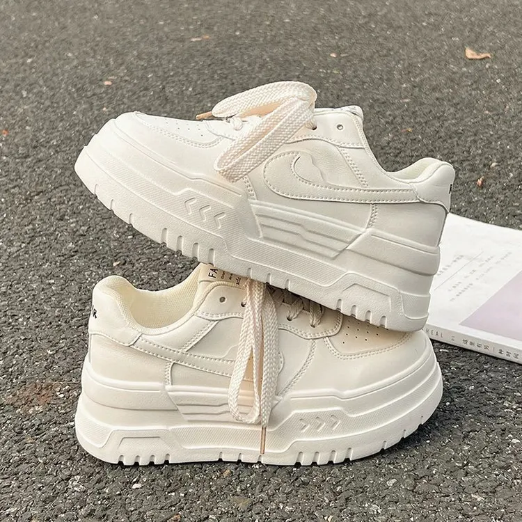 小白鞋女圆头春季增高休闲休闲板鞋网红运动鞋潮鞋女鞋板鞋单鞋