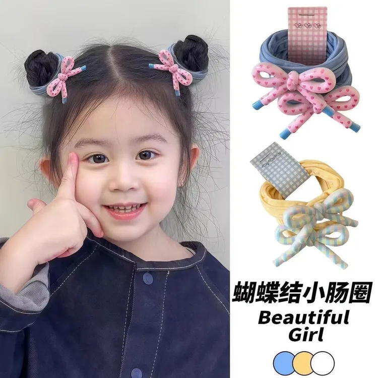 儿童高弹力加粗皮筋小女孩蝴蝶结韩版公主发圈女童高马尾头绳发饰