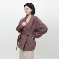 玉兰悠悠2025新款秋“梅染烟紫“”苏利羊驼毛大衣秋冬时尚短款大衣