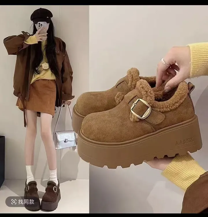 【现货➕运费险】休闲风勃肯棉鞋纯色棉鞋复古港风覆古风冬季D258