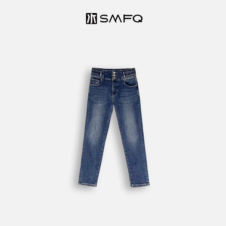 水木夫妻 “靴裤伴侣” 高腰加绒四面弹超显瘦牛仔小脚裤！