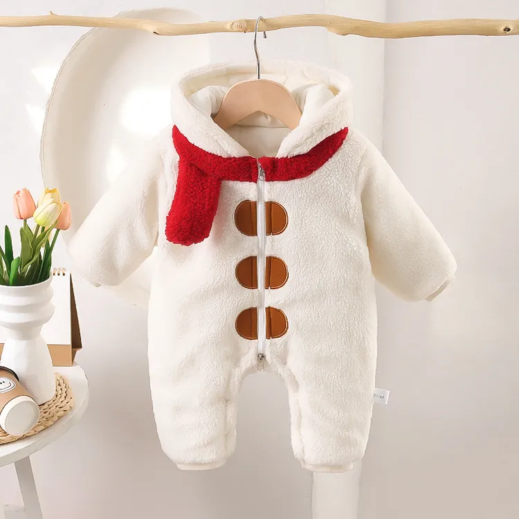 薄款哈衣男女儿童加绒加厚连体衣秋冬装连帽小雪宝宝百日宴衣服