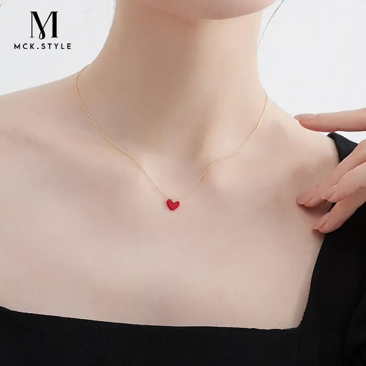 mck 链子925银 小红心项链女轻奢设计感爱心锁骨链圣诞礼物送女友