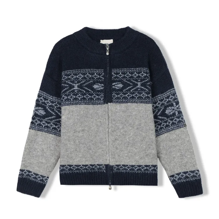 迷雾灰‘费尔岛’&双拉链款秋冬新款针织衫9941