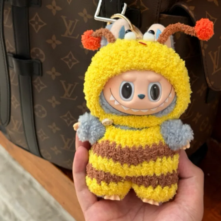 【小蜜蜂两件套】17cm搪胶公仔换装一代三代可穿 手工编织小蜜蜂