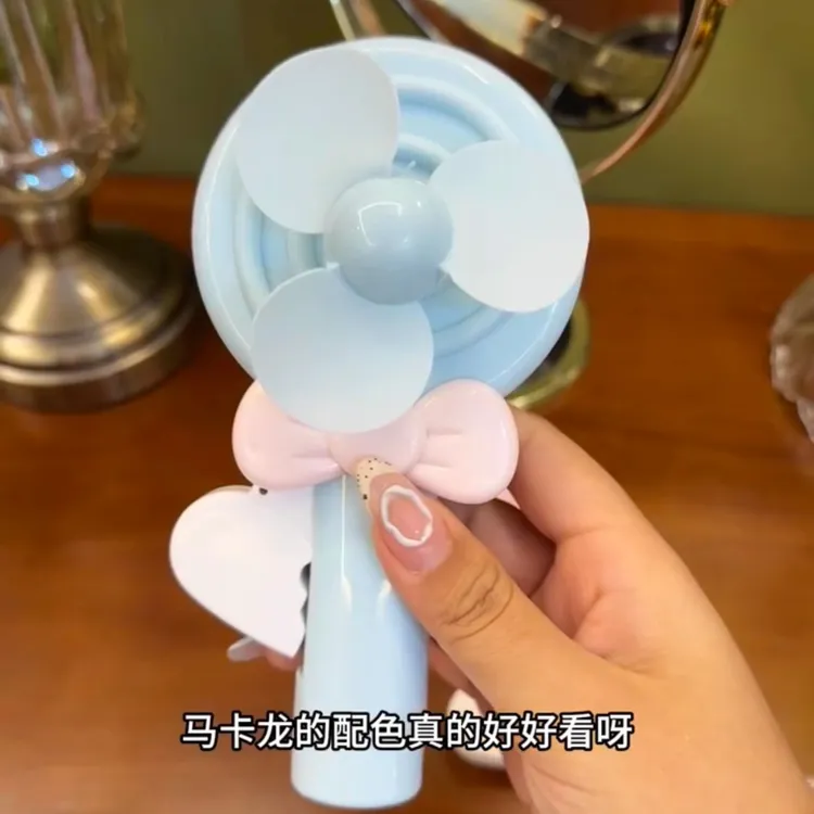 糖果手摇风扇小型迷你棒棒糖手压风扇学生上学外出便携式旅行风扇