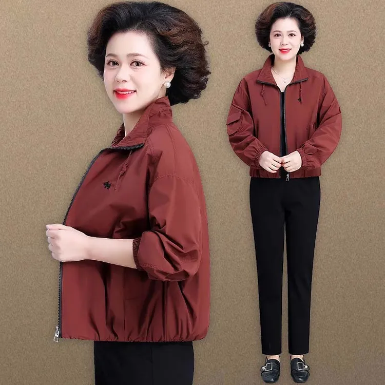 2025年新款妈妈外套春装短款夹克高贵气质中老年人女春秋开衫上衣