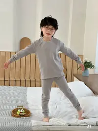 【LAOHE】TZ-C31 儿童秋冬圆领内衣套宝宝保暖套日常家居服