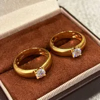 恒美娜 925银莫桑石戒指 拉丝单镶戒指 百搭大众时尚经典